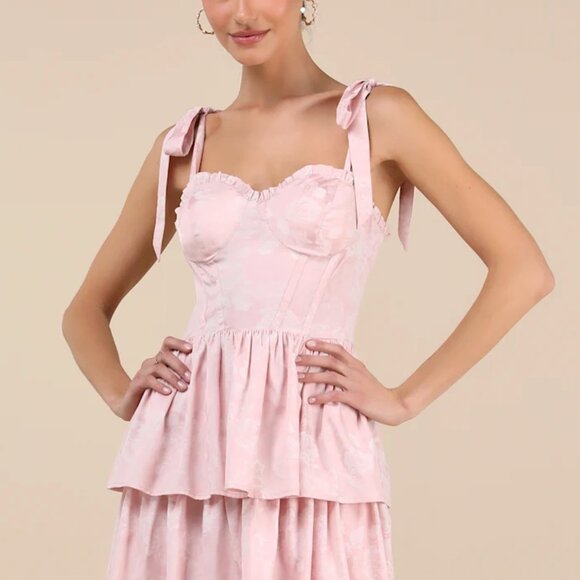 Lulus Dresses & Skirts - Lulus Pink Floral Bustier Midi Dress